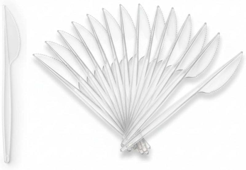 Transparent Plastic Knives â€“ Lightweight Cutlery for Parties, Catering, Events, Picnics and Everyday Food Service (25)